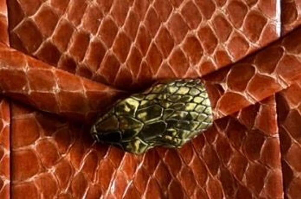 VTG Rashedah Orange Python Clutch with Python hardware made in Italy - Picture 2 of 3